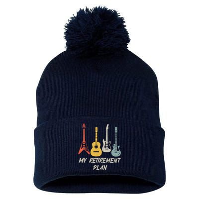 Retirement Plan For Guitar Players Retired Grandpa Dad Pom Pom 12in Knit Beanie