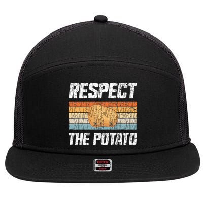 Respect Potato Funny Potatoes Vegetables Chips Eater Graphic 7 Panel Mesh Trucker Snapback Hat