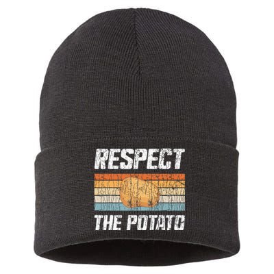 Respect Potato Funny Potatoes Vegetables Chips Eater Graphic Sustainable Knit Beanie