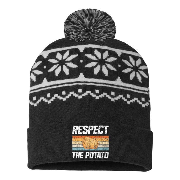 Respect Potato Funny Potatoes Vegetables Chips Eater Graphic USA-Made Snowflake Beanie