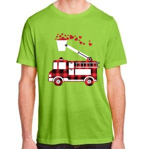 Red Plaid Fire Truck Funny Fire Valentines Day Gift Adult ChromaSoft Performance T-Shirt