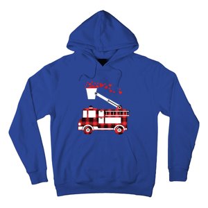 Red Plaid Fire Truck Funny Fire Valentines Day Gift Hoodie