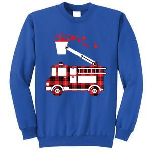 Red Plaid Fire Truck Funny Fire Valentines Day Gift Sweatshirt