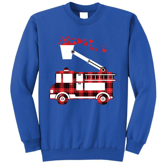 Red Plaid Fire Truck Funny Fire Valentines Day Gift Sweatshirt