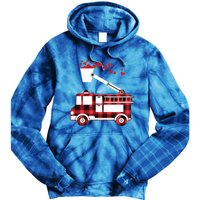 Red Plaid Fire Truck Funny Fire Valentines Day Gift Tie Dye Hoodie