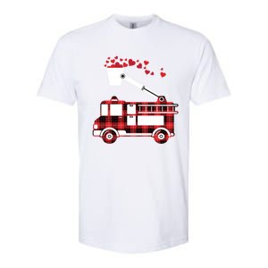 Red Plaid Fire Truck Funny Fire Valentines Day Gift Softstyle CVC T-Shirt