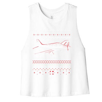 Rc Plane Flying Sports Club Aviation Aviator Ugly Christmas Gift Women's Racerback Cropped Tank