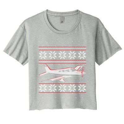 Rc Plane Flying Sports Pilot Ugly Christmas Sweater Style Gift Women's Crop Top Tee