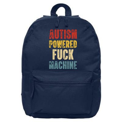 Retro Powered Fuck Machine Funny Autism Awareness Quote Gift 16 in Basic Backpack