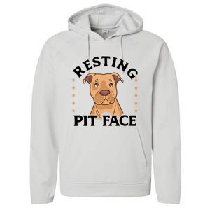 Resting Pit Face Cute Pit Bull Gift Performance Fleece Hoodie