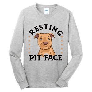 Resting Pit Face Cute Pit Bull Gift Tall Long Sleeve T-Shirt