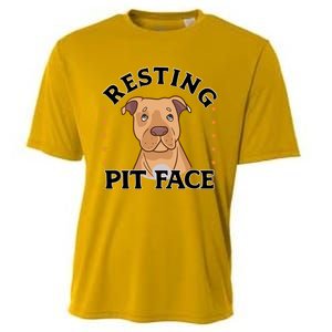 Resting Pit Face Cute Pit Bull Gift Cooling Performance Crew T-Shirt