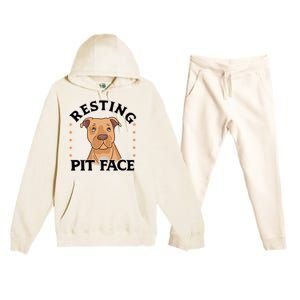 Resting Pit Face Cute Pit Bull Gift Premium Hooded Sweatsuit Set