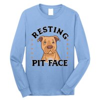 Resting Pit Face Cute Pit Bull Gift Long Sleeve Shirt