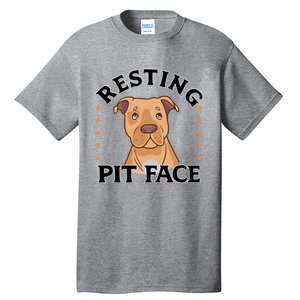 Resting Pit Face Cute Pit Bull Gift Tall T-Shirt