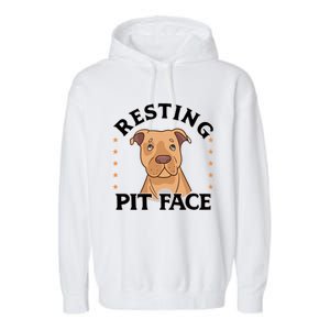 Resting Pit Face Cute Pit Bull Gift Garment-Dyed Fleece Hoodie