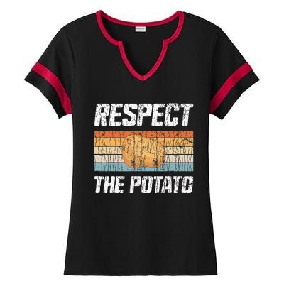 Respect Potato Funny Potatoes Vegetables Chips Eater Graphic Ladies Halftime Notch Neck Tee