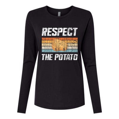 Respect Potato Funny Potatoes Vegetables Chips Eater Graphic Womens Cotton Relaxed Long Sleeve T-Shirt