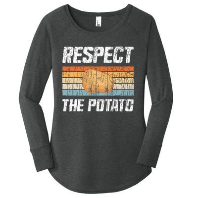 Respect Potato Funny Potatoes Vegetables Chips Eater Graphic Women's Perfect Tri Tunic Long Sleeve Shirt