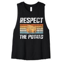 Respect Potato Funny Potatoes Vegetables Chips Eater Graphic Women's Racerback Cropped Tank