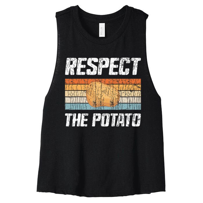 Respect Potato Funny Potatoes Vegetables Chips Eater Graphic Women's Racerback Cropped Tank