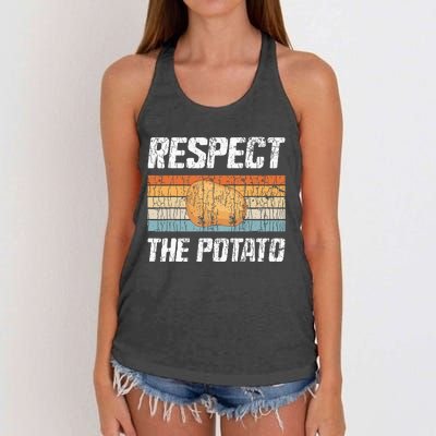 Respect Potato Funny Potatoes Vegetables Chips Eater Graphic Women's Knotted Racerback Tank