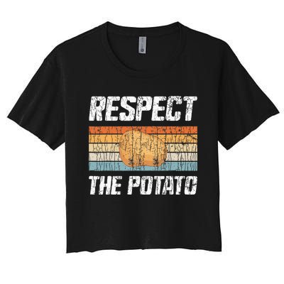 Respect Potato Funny Potatoes Vegetables Chips Eater Graphic Women's Crop Top Tee