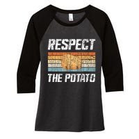 Respect Potato Funny Potatoes Vegetables Chips Eater Graphic Women's Tri-Blend 3/4-Sleeve Raglan Shirt