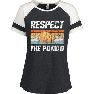 Respect Potato Funny Potatoes Vegetables Chips Eater Graphic Enza Ladies Jersey Colorblock Tee