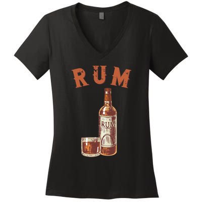 Rum PirateS Favorite Drink Alcoholic Beverage Rum Women's V-Neck T-Shirt