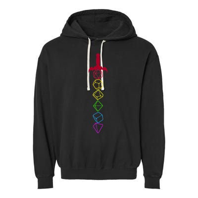 RPG Table Top Dice Sword Garment-Dyed Fleece Hoodie