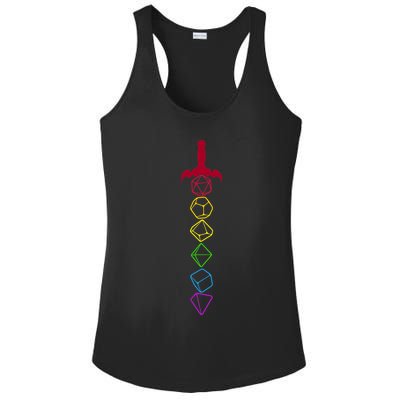 RPG Table Top Dice Sword Ladies PosiCharge Competitor Racerback Tank