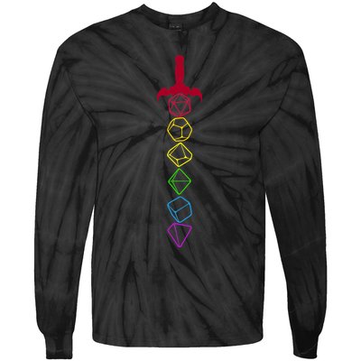 RPG Table Top Dice Sword Tie-Dye Long Sleeve Shirt