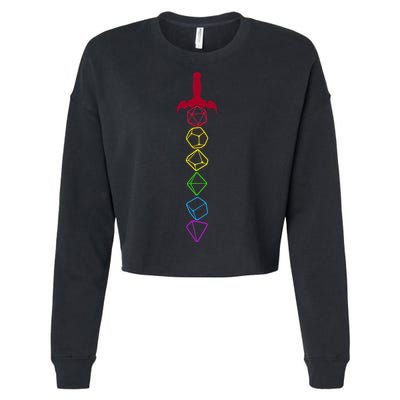 RPG Table Top Dice Sword Cropped Pullover Crew