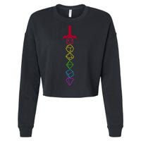 RPG Table Top Dice Sword Cropped Pullover Crew