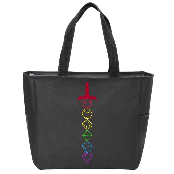 RPG Table Top Dice Sword Zip Tote Bag