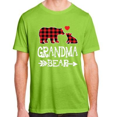 Red Plaid Grandma Bear Christmas Pajama Matching Family Adult ChromaSoft Performance T-Shirt