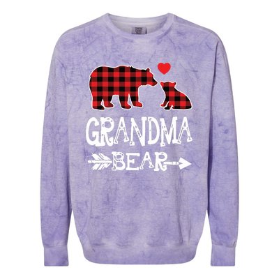 Red Plaid Grandma Bear Christmas Pajama Matching Family Colorblast Crewneck Sweatshirt