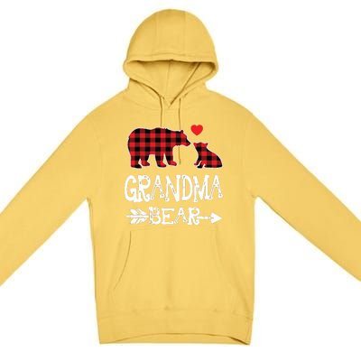 Red Plaid Grandma Bear Christmas Pajama Matching Family Premium Pullover Hoodie