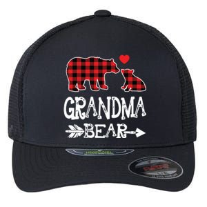 Red Plaid Grandma Bear Christmas Pajama Matching Family Flexfit Unipanel Trucker Cap