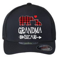 Red Plaid Grandma Bear Christmas Pajama Matching Family Flexfit Unipanel Trucker Cap