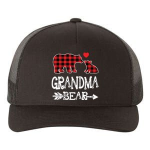 Red Plaid Grandma Bear Christmas Pajama Matching Family Yupoong Adult 5-Panel Trucker Hat