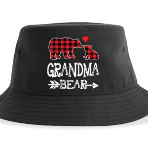 Red Plaid Grandma Bear Christmas Pajama Matching Family Sustainable Bucket Hat