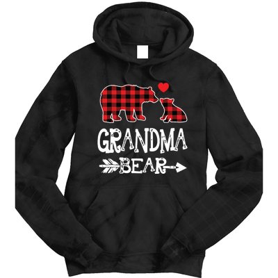 Red Plaid Grandma Bear Christmas Pajama Matching Family Tie Dye Hoodie