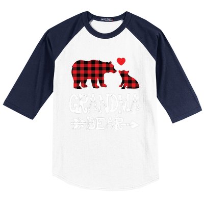 Red Plaid Grandma Bear Christmas Pajama Matching Family Baseball Sleeve Shirt