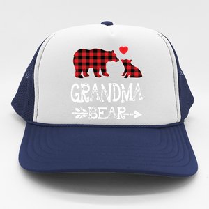 Red Plaid Grandma Bear Christmas Pajama Matching Family Trucker Hat