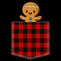 Red Plaid Gingerbread Cookie In Pocket Buffalo Christmas Button
