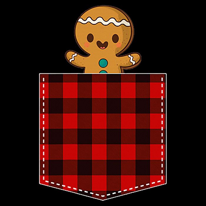 Red Plaid Gingerbread Cookie In Pocket Buffalo Christmas Button