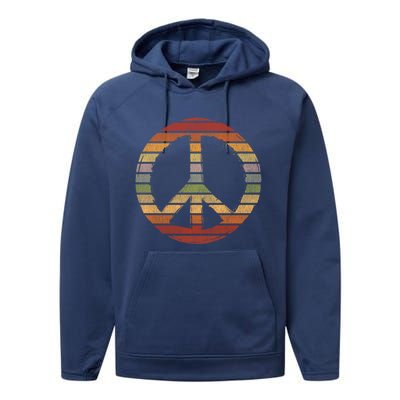 Retro Peace Great Gift Performance Fleece Hoodie