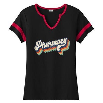 Retro Pharmacy Graduation Pharmacology School Grad Student Ladies Halftime Notch Neck Tee